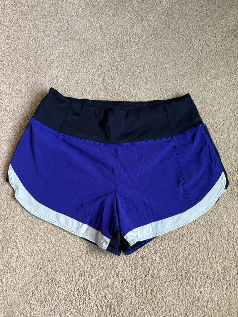 Athleta Purple Athletic Shorts with Black Waistband and White Trim